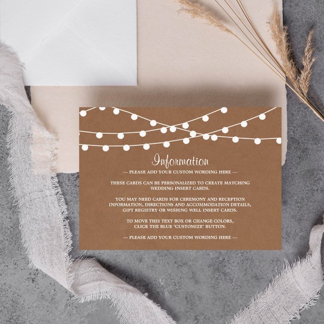 Tarjeta De Recepción La colección de Bodas Rustic Kraft Lights (Subido por el creador)