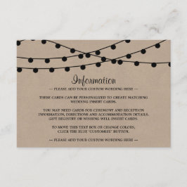 Tarjeta De Recepción La colección de Bodas Rustic Kraft Lights