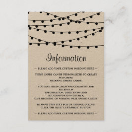 Tarjeta De Recepción La colección de Bodas Rustic Kraft Lights