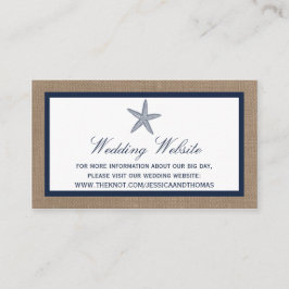 Tarjeta De Recepción La colección de bodas Starfish Burlap Beach de la 