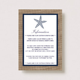 Tarjeta De Recepción La colección de bodas Starfish Burlap Beach de la 