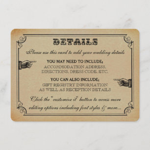 Tarjeta De Recepción La colección de Bodas Steampunk de Victoria