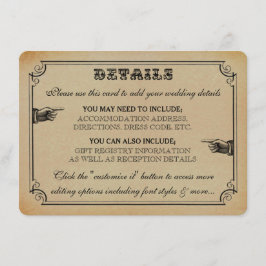 Tarjeta De Recepción La colección de Bodas Steampunk de Victoria