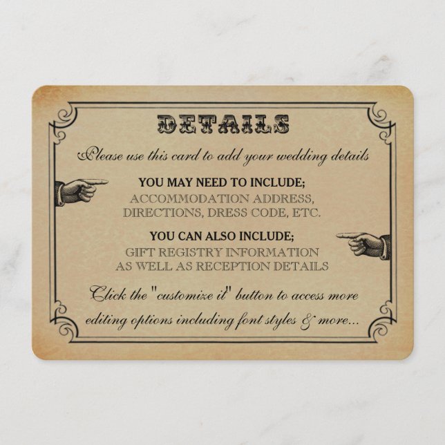 Tarjeta De Recepción La colección de Bodas Steampunk de Victoria (Anverso)