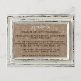 Tarjeta De Recepción La colección de cuadros blancos rústicos y Bodas B