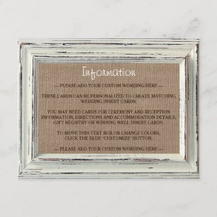 Tarjeta De Recepción La colección de cuadros blancos rústicos y Bodas B