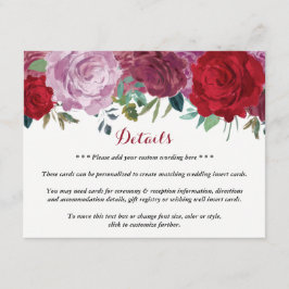 Tarjeta De Recepción La colección romántica de Bodas florales