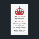Tarjeta De Recepción La Corona Real Roja, emocionarse y salvar la fecha<br><div class="desc">Red Royal Crown,  Emocionarse y guardar las tarjetas de fecha por The Business Card Store. Ideal para todo tipo de fiestas y eventos. Bodas,  compromisos,  cumpleaños,  aniversarios,  duchas infantiles,  etc.</div>