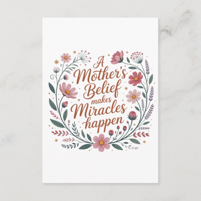 Tarjeta De Recepción La creencia de una madre hace que sucedan milagros (Anverso)