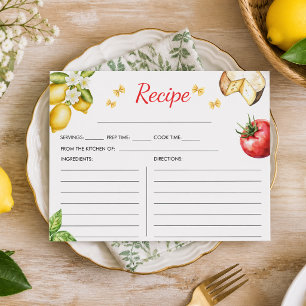 Tarjeta De Recepción La Dolce Vita Receta de Desayuno Nupcial Italiano