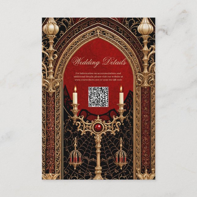 Tarjeta De Recepción La elegancia oscura del estilo gótico. (Anverso)