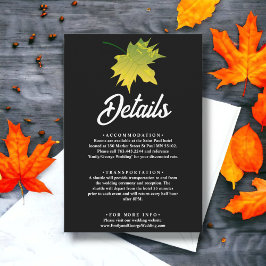 Tarjeta De Recepción La Elegante Caída Rústica Deja Al Boda Blanco Y Ne