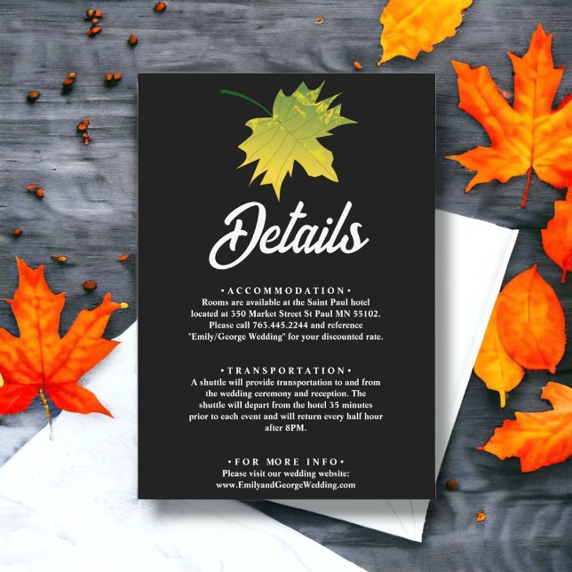 Tarjeta De Recepción La Elegante Caída Rústica Deja Al Boda Blanco Y Ne (Subido por el creador)