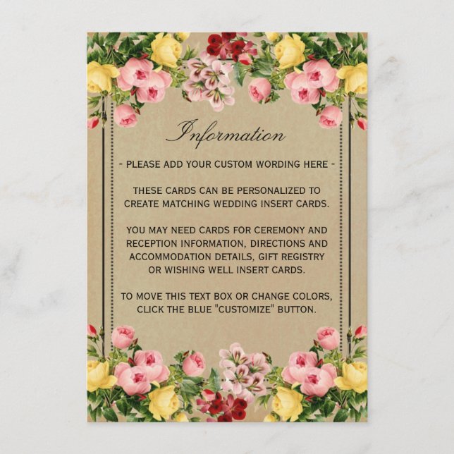 Tarjeta De Recepción La elegante colección de Bodas florales de época