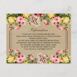 Tarjeta De Recepción La elegante colección de Bodas florales de época