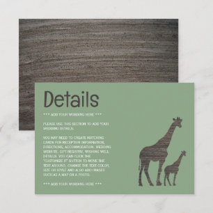 Tarjeta De Recepción La jirafa de arcilla Safari, un detalle de Boda rú
