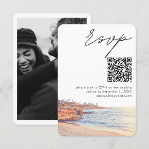 Tarjeta De Recepción La Jolla Boda RSVP moderno Código QR