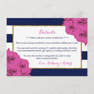 Tarjeta De Recepción La Moda Moderna Colección Boda Luxe Roses Rosa