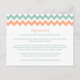 Tarjeta De Recepción La moderna colección de Bodas Chevron Peach & Mint
