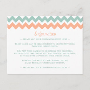 Tarjeta De Recepción La moderna colección de Bodas Chevron Peach & Mint