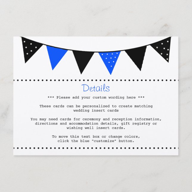 Tarjeta De Recepción La moderna colección de Bodas de Bunting Blue (Anverso)