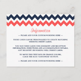 Tarjeta De Recepción La moderna colección de Bodas de Chevron Navy & Co