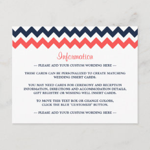 Tarjeta De Recepción La moderna colección de Bodas de Chevron Navy & Co