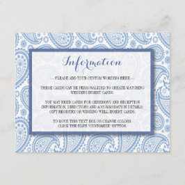Tarjeta De Recepción La moderna colección de Bodas Paisley - Azul