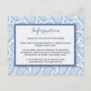 Tarjeta De Recepción La moderna colección de Bodas Paisley - Azul