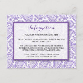 Tarjeta De Recepción La moderna colección de Bodas Paisley - Púrpura
