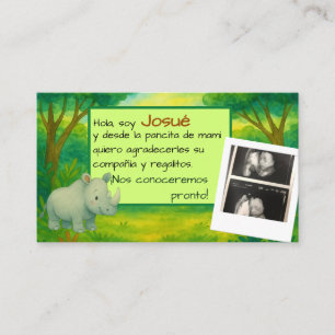 Tarjeta De Recepción La pancita agradece Safari Baby Shower rinoceronte