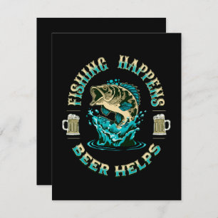 Tarjeta De Recepción La Pesca Ocurre. ¡La cerveza ayuda!