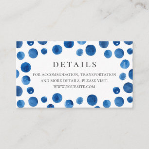 Tarjeta De Recepción La polka azul da detalles bodas. Marina acuarela