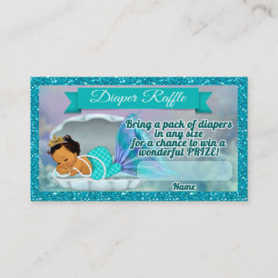 Tarjeta De Recepción La rifa del pañal de Baby Shower de la sirena