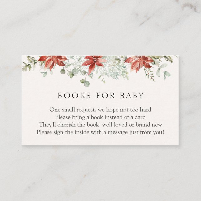 Tarjeta De Recepción La vegetación del invierno y los libros de Poinset (Anverso)