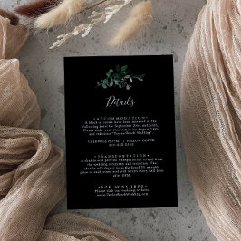 Tarjeta De Recepción La vegetación esmeralda | Detalles del Boda negro