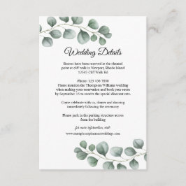 Tarjeta De Recepción La vegetación Eucalyptus deja detalles Bodas