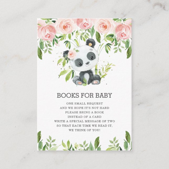 Tarjeta De Recepción La vegetación floral de Cute Panda trae libros par (Anverso)