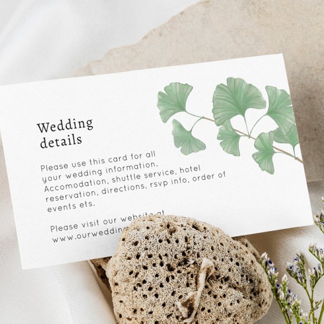 Tarjeta De Recepción La vegetación moderna Ginkgo deja la acuarela Boho (Subido por el creador)