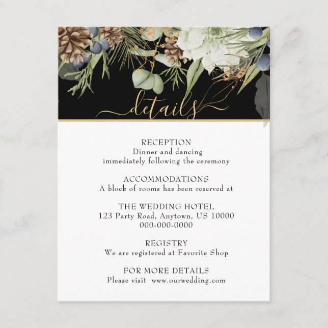 Tarjeta De Recepción La vegetación rústica de los bosques y las pinecon (Anverso)