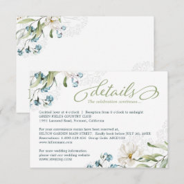 Tarjeta De Recepción La vegetación y la elegante boda de flores blancas