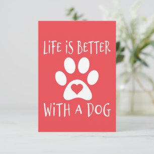 Tarjeta De Recepción La Vida Es Mejor Con Un Perro - Los Amantes Del Pe