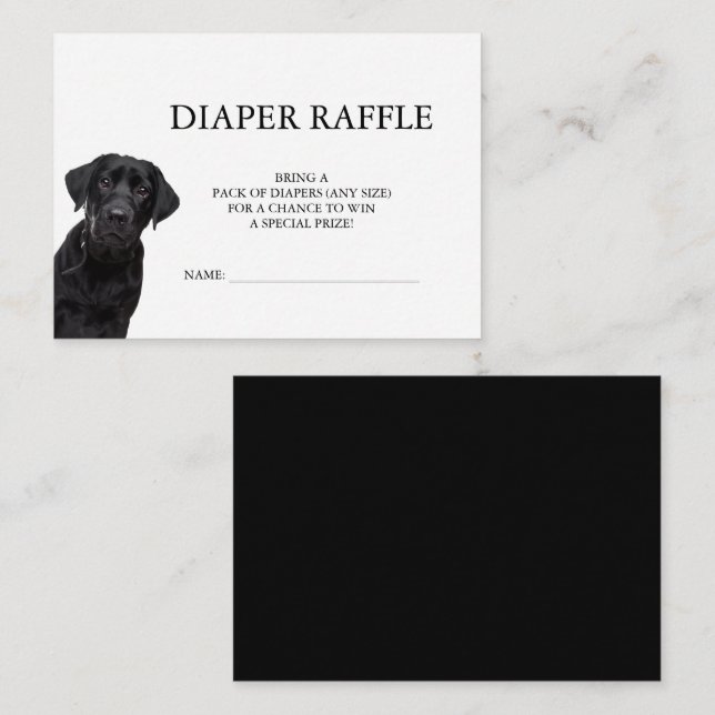 Tarjeta De Recepción Labrador negro Baby Shower Diaper Raffle Minimal E (Anverso / Reverso)