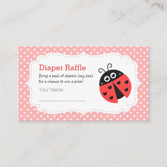 Tarjeta De Recepción Ladybug Baby Girl Shower Diaper Raffle Tickets (Anverso)