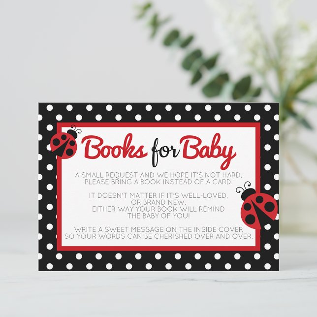 Tarjeta De Recepción Ladybug Books for Baby Enclosure Invite a insertar (Ladybug Books for Baby Enclosure Invite Inserts)