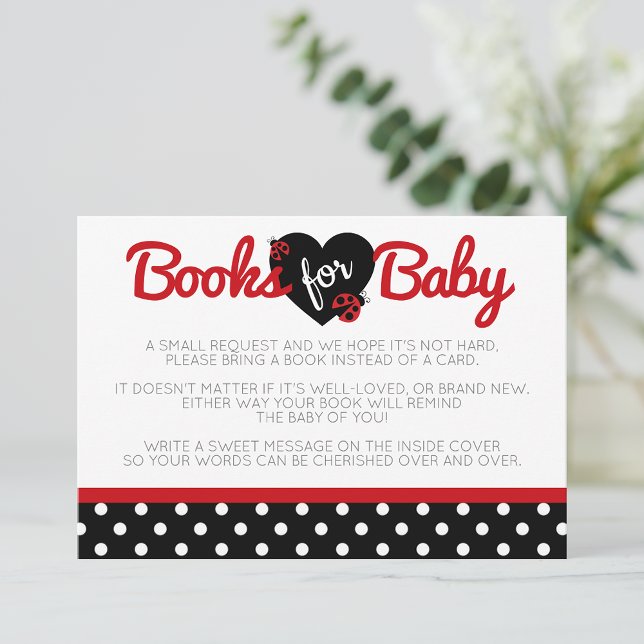 Tarjeta De Recepción Ladybug Books for Baby Enclosure Invite a insertar (Ladybug Books for Baby Enclosure Invite Inserts)