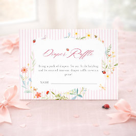 Tarjeta De Recepción Ladybug Garden Floral Baby Shower Diaper Raffle