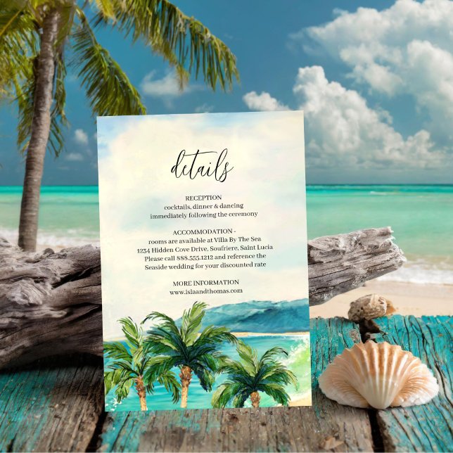 Tarjeta De Recepción Laguna Tropical Beach | Detalles del Boda de palme (Subido por el creador)