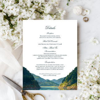 Tarjeta De Recepción Lakeside Mountain Wedding Details Card