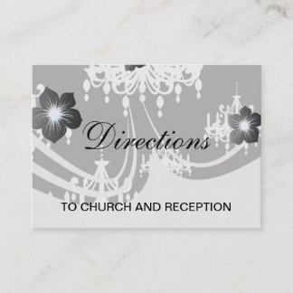Tarjeta De Recepción lámpara de araña elegante damasco blanco negro